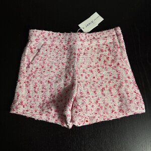 NWT JANIE and JACK Baby Girl 18-24M Pink Easter Peony Boucle Tweed Dressy Shorts